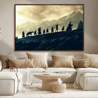 76547-MGV-CV-36X24-Fellowship Journey Wall Art Canvas Print, Framed LOTR Art Picture Print, Middle Earth Perfect Tolkien Fantasy Decor Artwork