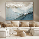 53646-MGV-CV-36X24-Ocean Wave Wall Art Canvas Print, Framed Textured Seascape Art Picture Print, Modern Ocean Perfect Minimal Coastal 2/2 Decor