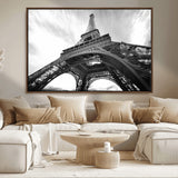 40006-MGV-CV-36X24-Eiffel Tower Wall Art – Black and White Architectural Photo Print, Paris Inspired Decor for Bedroom, Office, Studio or Modern
