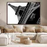 89033-MGV-FC-36X24_Walnut-Eiffel Tower Wall Art – Dramatic Black and White Architectural Canvas Print, Modern Paris Decor for Office, Living Room or