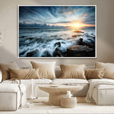 33428-MGV-FC-36X24_White-Ocean Sunrise Wall Art – Serene Seascape Canvas Print, Coastal Home or Office Decor, Perfect for Living Room, Bedroom, or Study