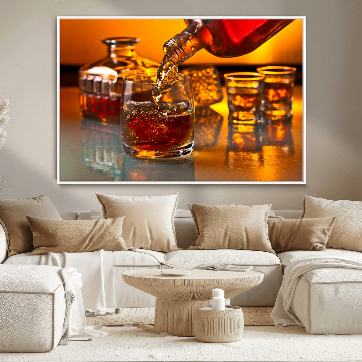 18250-MGV-CV-36X24-Whiskey Pour Wall Art – Captivating Whiskey Splash Canvas Print, Elegant Bar or Home Lounge Decor for Office, Man Cave or Living