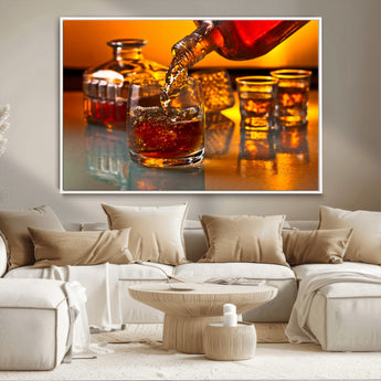 18250-MGV-CV-36X24-Whiskey Pour Wall Art – Captivating Whiskey Splash Canvas Print, Elegant Bar or Home Lounge Decor for Office, Man Cave or Living