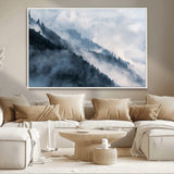 85737-MGV-CV-36X24-Misty Mountain Wall Art – Atmospheric Pine Forest Canvas Print with Fog and Mist, Calm Nature Decor for Living Room, Bedroom,