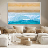 43046-MGV-CV-36X24-Aerial Beach Wall Art – Serene Ocean Waves & Sandy Shore Canvas Print, Coastal Home Decor for Living Room, Bedroom or Office