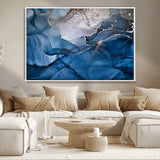 27810-MGV-CV-36X24-Abstract Blue Gold Fluid Art Wall – Modern Canvas Print, Elegant Home & Office Wall Art, Stylish Living Room or Bedroom Decor