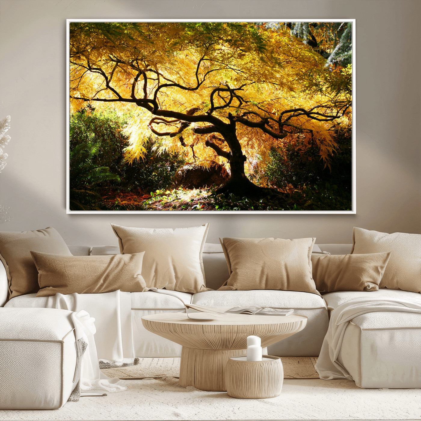 19067-MGV-CV-36X24-Golden Canopy Wall Art – Panoramic Autumn Tree Canvas Print, Warm Seasonal Decor for Living Room, Office or Garden Space