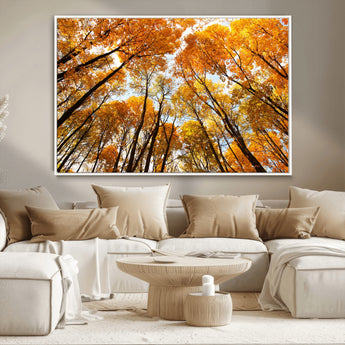 11823-MGV-CV-36X24-Golden Autumn Tree Canopy Wall Art – Stunning Fall Forest Leaves Print, Warm Seasonal Nature Decor for Home, Office or Cabin