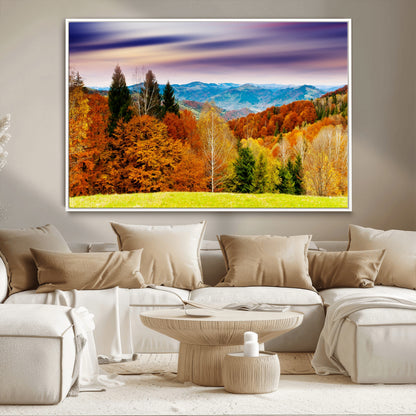 58007-MGV-CV-36X24-Autumn Mountain Landscape Wall Art – Stunning Fall Forest Canvas Print, Cozy Nature Decor for Home or Office