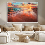 77723-MGV-CV-36X24-Sunset Beach Wall Art – Vibrant Ocean Canvas Print, Coastal Landscape Decor for Living Room, Bedroom or Office, Relaxing Tropical
