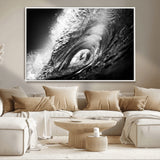 22702-MGV-CV-36X24-Black and White Ocean Wave Wall Art – Powerful Surf Curl Photography Canvas Print, Modern Coastal Decor for Living Room, Office or