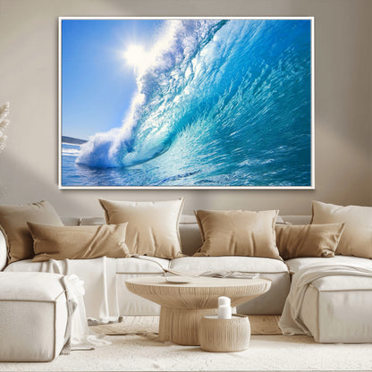 37494-MGV-CV-36X24-Ocean Wave Canvas Art – Stunning Blue Wave Photography, Coastal Wall Decor for Living Room, Bedroom or Office