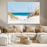 58498-MGV-CV-36X24-White Sandy Beach Wall Art – Panoramic Coastal Canvas Print, Ocean View Decor for Living Room, Bedroom, Office, Relaxing Seaside