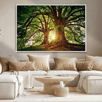 52150-MGV-CV-36X24-Majestic Tree Wall Art – Large Nature Canvas Print with Sunlight Through Branches, Rustic Forest Decor for Living Room, Bedroom or