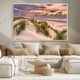 60570-MGV-CV-36X24-Beach Sunset Wall Art – Coastal Sand Dunes and Ocean Horizon Canvas Print, Tranquil Seascape Photography Decor for Living Room or