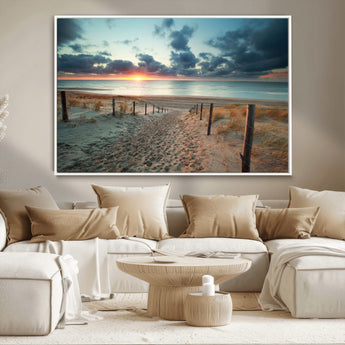 25788-MGV-CV-36X24-Sunset Beach Path Wall Art – Scenic Coastal Dunes and Ocean Canvas Print, Tranquil Seaside Landscape Decor for Living Room or