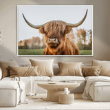 64824-MGV-CV-36X24-Highland Cow Wall Art – Rustic Scottish Bull Canvas Print, Farmhouse Animal Decor for Living Room, Bedroom, Office or Cabin