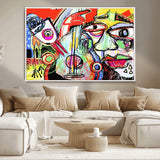 37796-MGV-CV-36X24-Picasso Style Wall Art Canvas Print, Framed Picasso Art Picture Print, Picasso Cubism Perfect Modern Abstract Decor Artwork