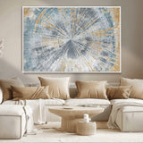 17631-MGV-CV-36X24-Radiant Burst Wall Art – Abstract Sunburst Canvas Print in Blue and Gold, Modern Geometric Painting for Living Room, Office or