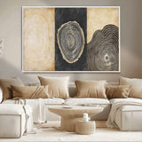 77785-MGV-CV-36X24-Tree Ring Abstract Wall Art – Rustic Wood Growth Pattern Canvas Prints, Modern Nature-Inspired Decor for Living Room or Office