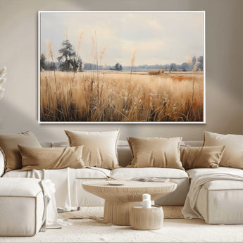 38193-MGV-CV-36X24-Golden Meadow Wall Art – Serene Grassland Landscape Canvas Print, Rustic Nature Decor for Bedroom, Living Room or Farmhouse