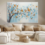 59455-MGV-CV-36X24-Butterfly Tree Branch Wall Art – Blue and Yellow Abstract Canvas Print, Modern Nature Artwork for Living Room, Bedroom or Office