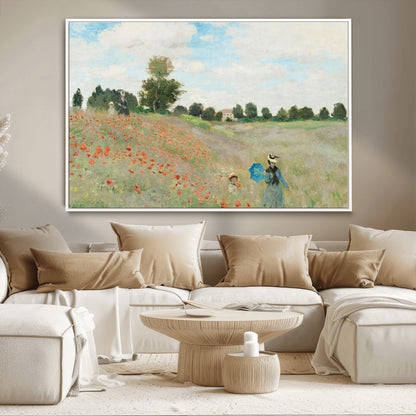 74890-MGV-CV-36X24-Monet Poppy Field Wall Art – Impressionist Landscape Canvas Print, Classic French Artwork for Living Room, Bedroom or Office Decor