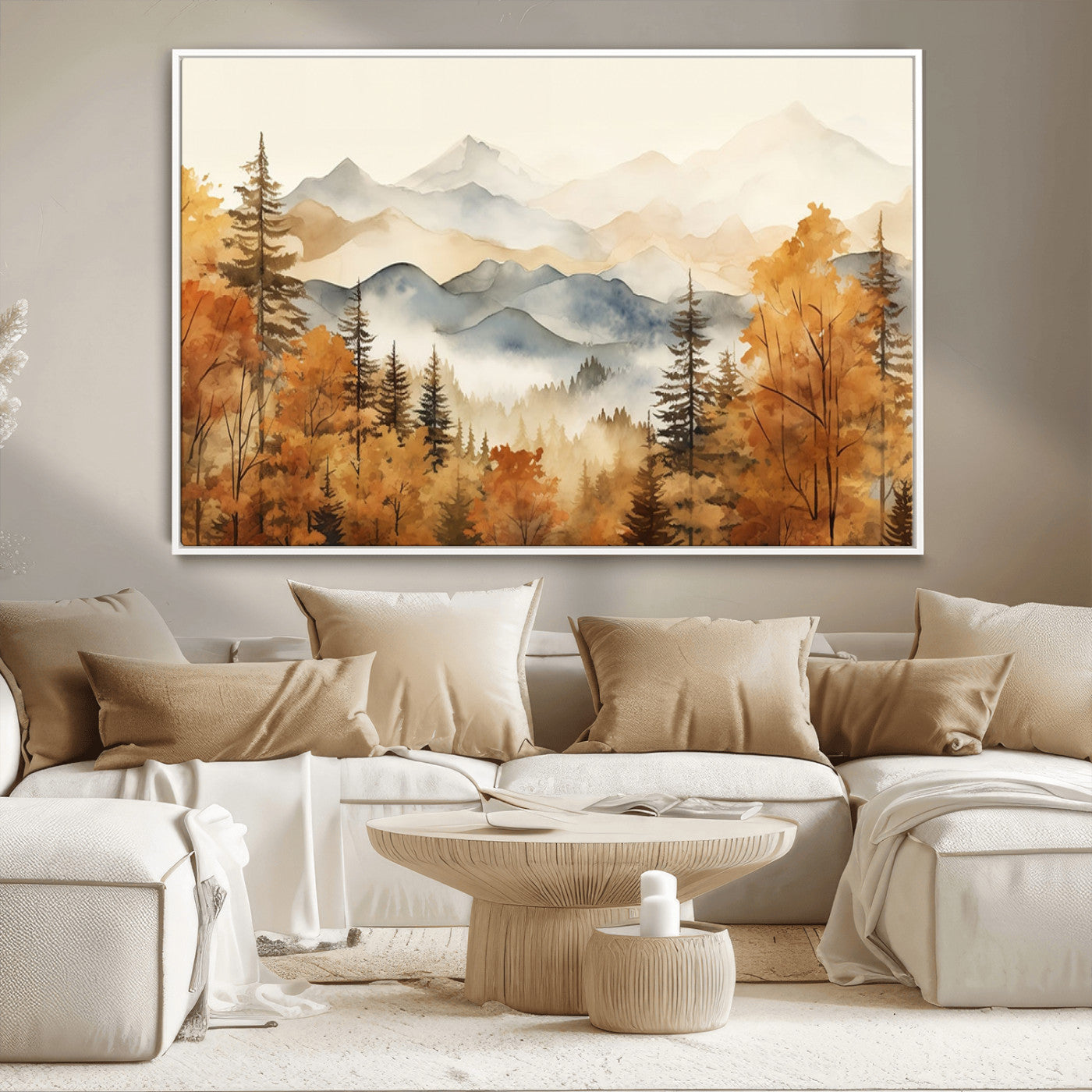 72950-MGV-CV-36X24-Autumn Mountain Forest Wall Art – Golden Fall Landscape Canvas Print, Nature-Inspired Home Decor for Living Room, Bedroom or