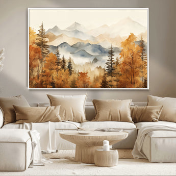 72950-MGV-CV-36X24-Autumn Mountain Forest Wall Art – Golden Fall Landscape Canvas Print, Nature-Inspired Home Decor for Living Room, Bedroom or