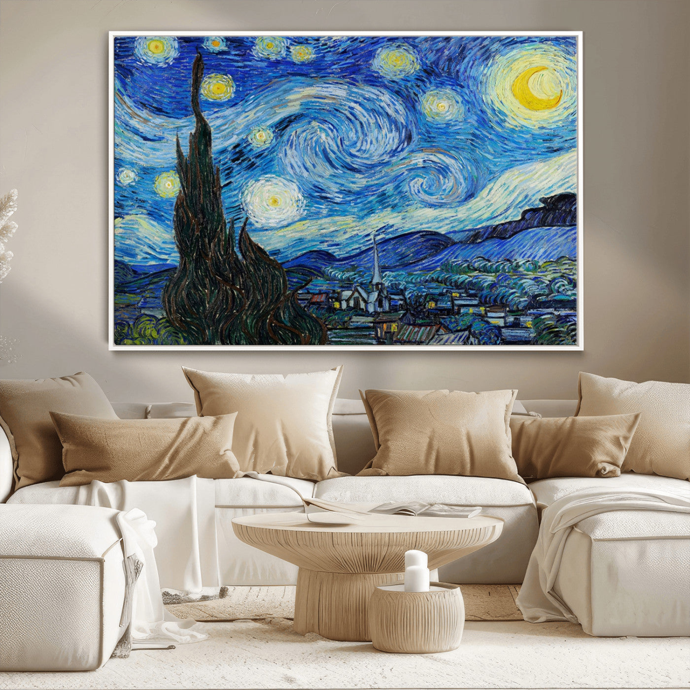 39177-MGV-CV-36X24-Starry Night Wall Art – Vincent van Gogh Famous Painting Canvas Print, Timeless Starry Sky Decor for Living Room, Bedroom or