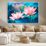32559-MGV-CV-36X24-Lotus Flower Wall Art – Pink Water Lily Canvas Print, Tranquil Nature Decor for Living Room, Bedroom or Meditation Space