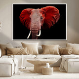 14788-MGV-CV-36X24-Red Elephant Wall Art – Bold Wildlife Canvas Print, African Safari Animal Decor for Living Room, Bedroom or Office