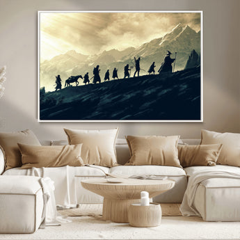 41574-MGV-CV-36X24-Fellowship Journey Wall Art – Epic Fantasy Adventure Canvas Print, Mountain Landscape Decor for Living Room, Office or Man Cave
