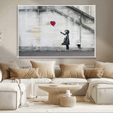 50559-MGV-CV-36X24-Banksy Girl with Balloon Wall Art – Famous Street Graffiti Canvas Print, Modern Urban Artwork for Living Room, Bedroom or Office