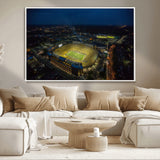 33588-MGV-CV-36X24-Football Stadium Wall Art – Aerial Night Game Canvas Print Packed Field City Lights, Sports Photography Decor for Game Room, Man