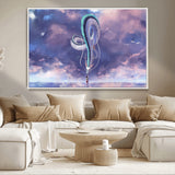 66864-MGV-CV-36X24-Fantasy Dragon Wall Art – Mystical Canvas Print Girl and Sky Serpent Dreamlike Clouds, Magical Anime Inspired Decor for Living