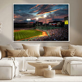 66781-MGV-CV-36X24-Baseball Stadium Wall Art – Canvas Print Evening Game Field Packed Crowd Sunset Sky Sports Photography, Dynamic Decor for Game