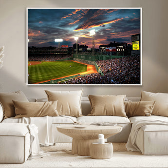 66781-MGV-CV-36X24-Baseball Stadium Wall Art – Canvas Print Evening Game Field Packed Crowd Sunset Sky Sports Photography, Dynamic Decor for Game