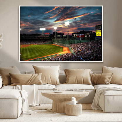 66781-MGV-CV-36X24-Baseball Stadium Wall Art – Canvas Print Evening Game Field Packed Crowd Sunset Sky Sports Photography, Dynamic Decor for Game