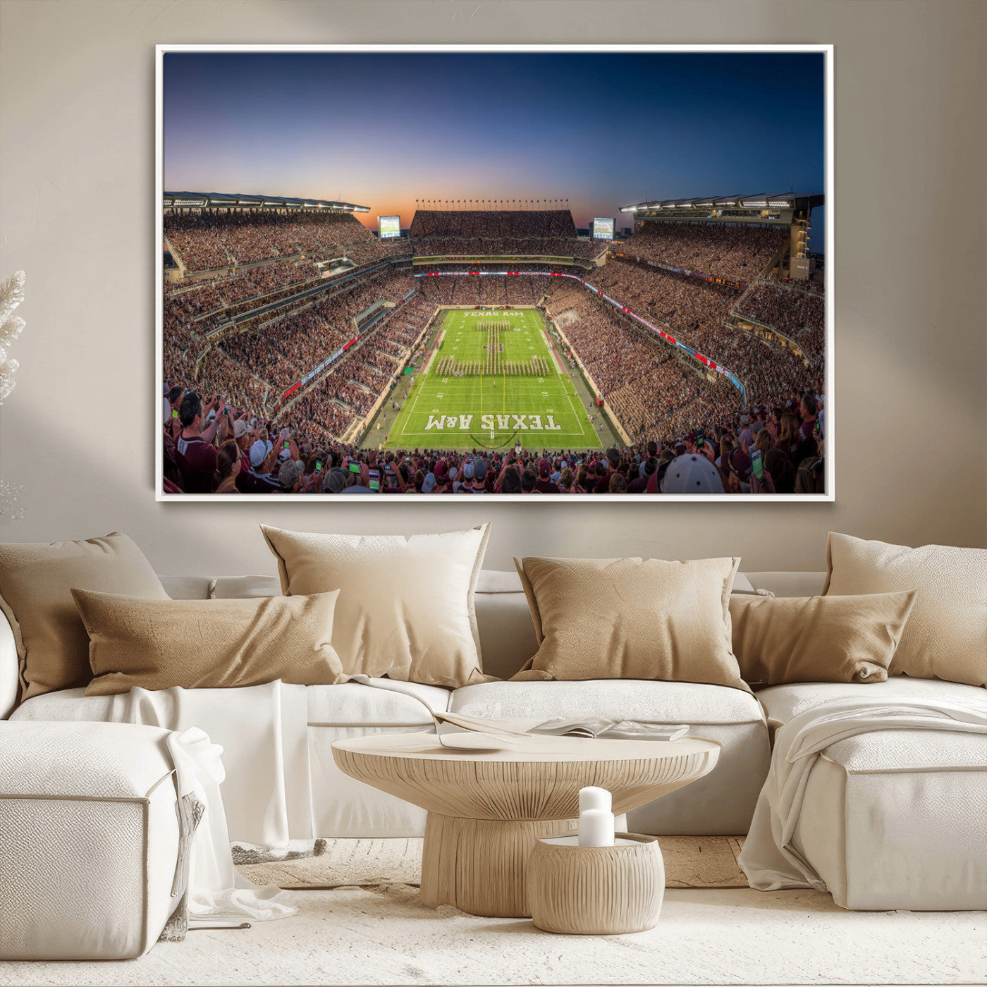 17421-MGV-FC-36X24_White-Kyle Field Wall Art Canvas Print, Framed Texas Stadium Art Picture Print, Kyle Field Stadium Perfect Sport Room Decor Artwork