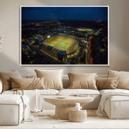 52519-MGV-CV-36X24-Michigan Football Stadium Wall Art Canvas Print, Framed Michigan Stadium Art Picture Print, Michigan Wolverines Field Perfect