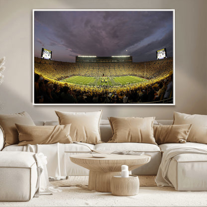 72404-MGV-CV-36X24-Michigan Wolverine Stadium Wall Art Canvas Print, Framed Michigan Stadium Art Picture Print, Football Stadium Perfect Sport Room
