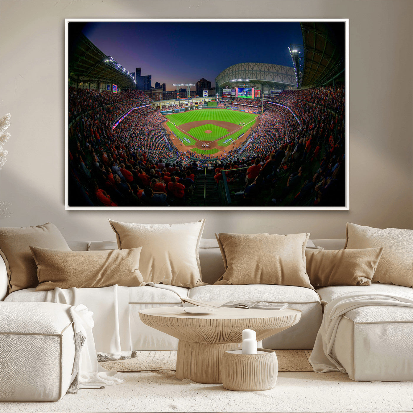 44322-MGV-CV-36X24-Minute Maid Park Wall Art Canvas Print, Framed Houston Astros Stadium Art Picture Print, Houston Astros Field Perfect Sports Room
