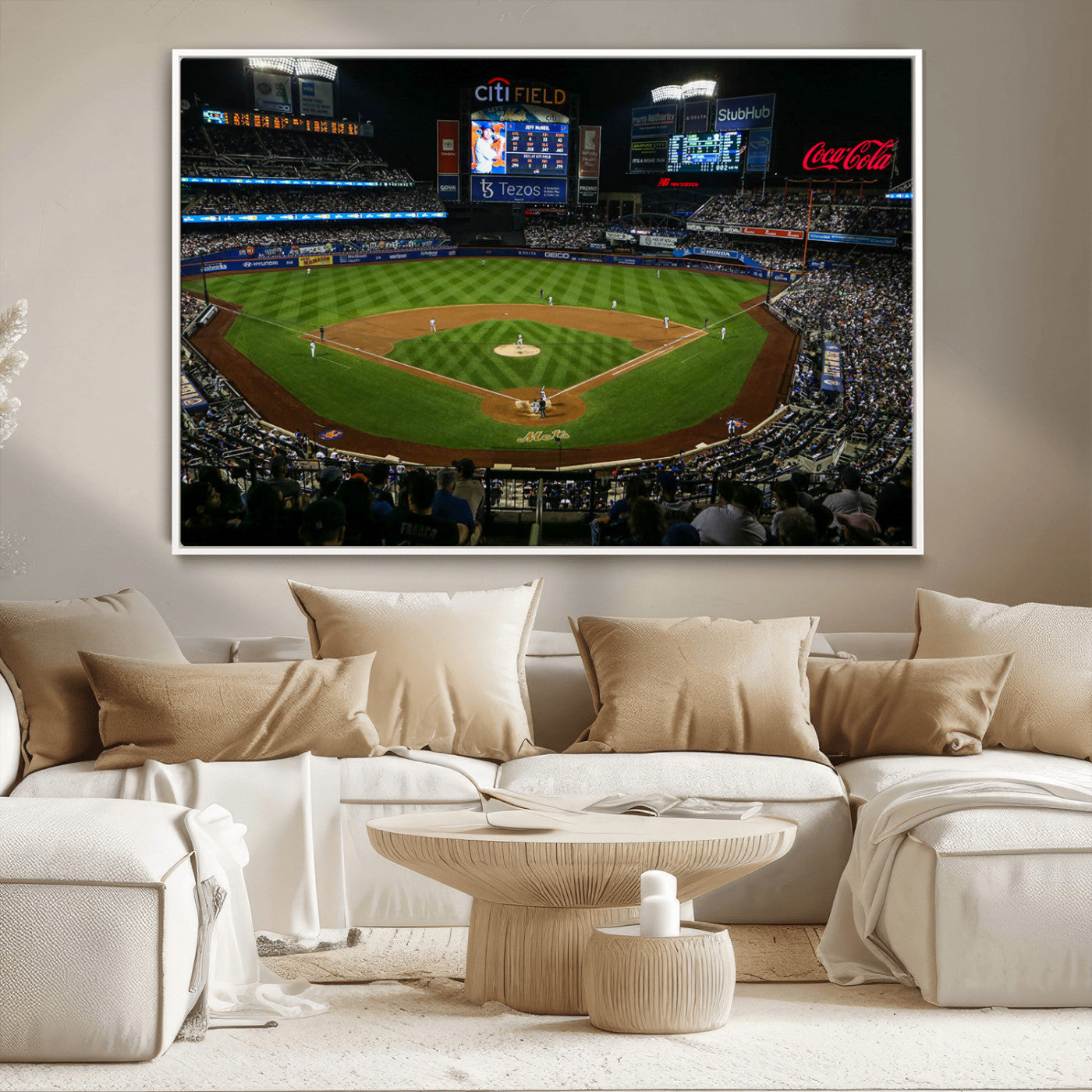 83979-MGV-CV-36X24-RingCentral Coliseum Wall Art Canvas Print, Framed Oakland A's Stadium Art Picture Print, RingCentral Coliseum Field Perfect Sport