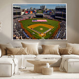20879-MGV-CV-36X24-Yankee Stadium Wall Art Canvas Print, Framed New York Stadium Art Picture Print, Yankee Field Perfect Sport Room Decor Artwork