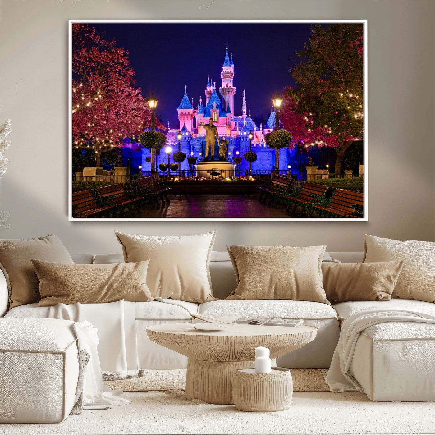 79435-MGV-CV-36X24-Disney Castle Wall Art Canvas Print, Framed Magic Kingdom Art Picture Print, Disney World Perfect Child Room Decor Artwork
