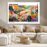 75201-MGV-CV-36X24-Yayoi Kusama Floral Wall Art – Vibrant Abstract Landscape Canvas Print, Modern Pop Art Poster for Living Room, Bedroom, or Gallery