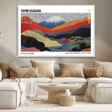 14839-MGV-CV-36X24-Yayoi Kusama Wall Art – Panoramic Mountain & River Canvas Print, Modern Abstract Japanese Landscape Decor for Living Room or