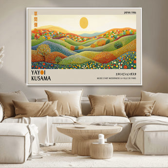 33864-MGV-CV-36X24-Pointillism Yayoi Wall Art Canvas Print, Framed Yayoi Kusama Art Picture Print, Yayoi Kusama Dot Perfect Abstract Nature Decor