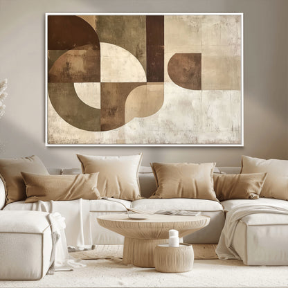 59767-MGV-CV-36X24-Abstract Geometric Shapes Wall Art – Modern Minimalist Canvas Print, Neutral Brown Beige Tan Artwork for Living Room, Bedroom,